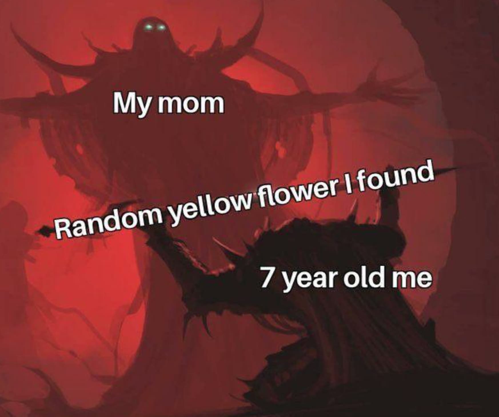 darkness - My mom Random yellow flower I found 7 year old me